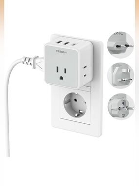 Tessan All European UK Travel Plug Adapter Kit International Detachable